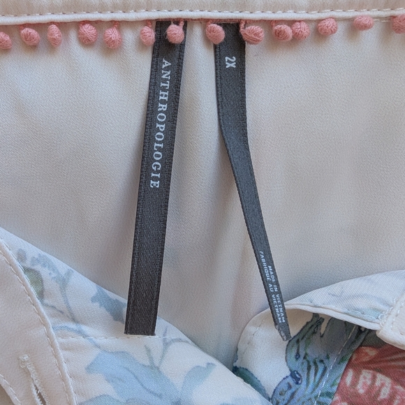 Anthropologie The Brielle Relaxed Buttondown Blouse Cream Floral Shirt - Picture 3 of 13